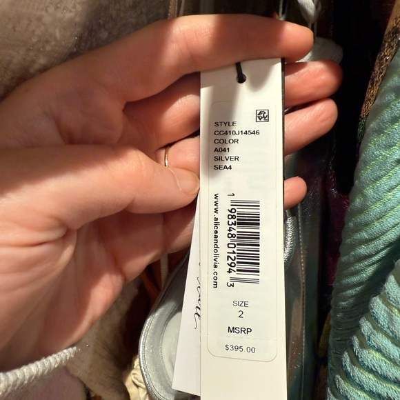 Alice and Olivia “ Kelly vegan midi dress “ in silver - Picture 5 of 5